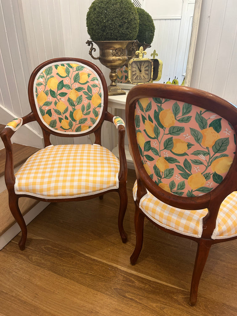 2 x Vintage Queen Anne Armchairs