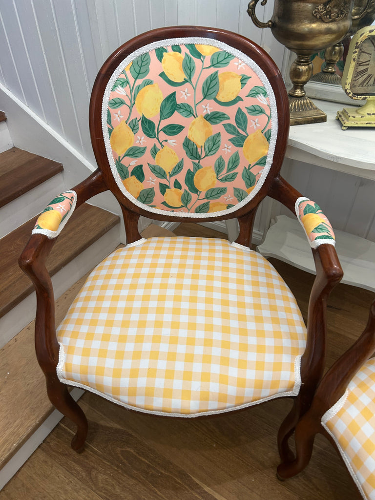 2 x Vintage Queen Anne Armchairs